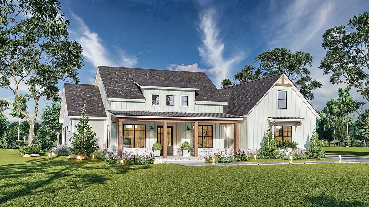 Country, Farmhouse, New American Style Plan with 2473 Sq. Ft., 3 Bedrooms, 3 Bathrooms, 3 Car Garage Elevation