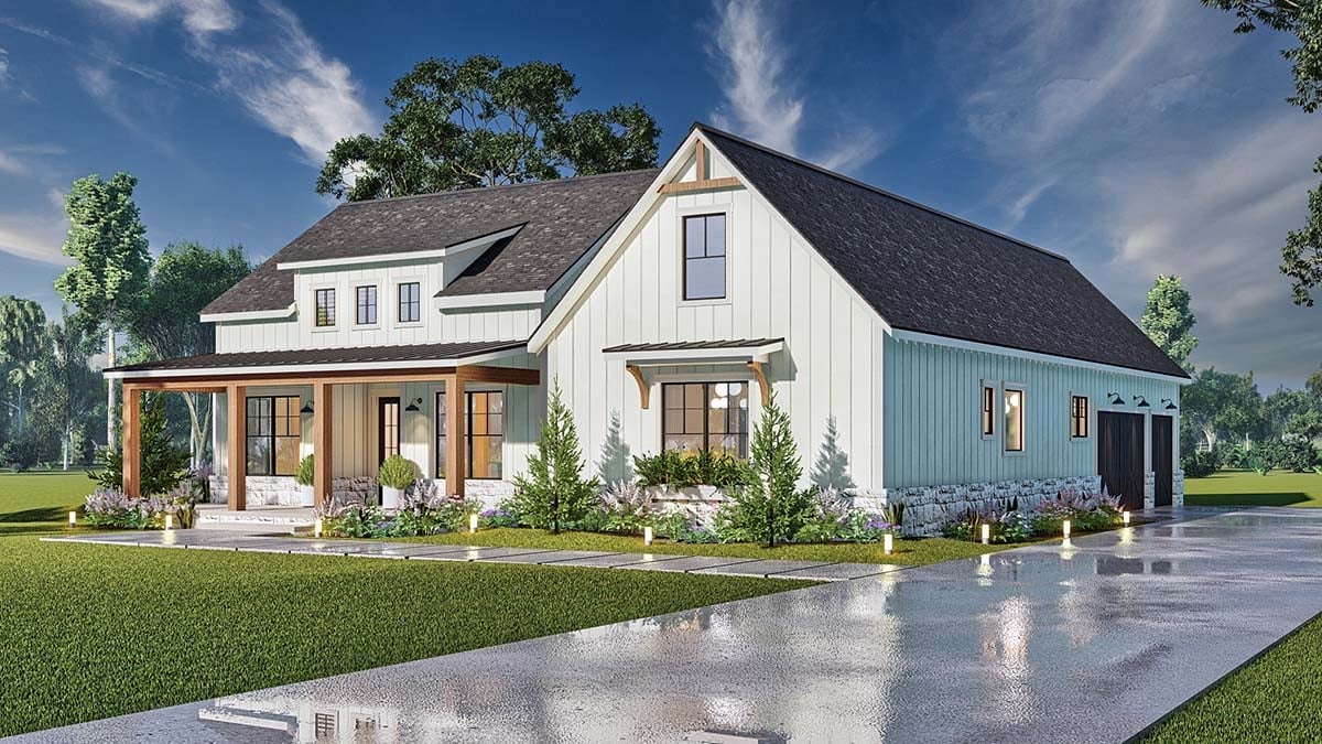 Country, Farmhouse, New American Style Plan with 2473 Sq. Ft., 3 Bedrooms, 3 Bathrooms, 3 Car Garage Picture 2