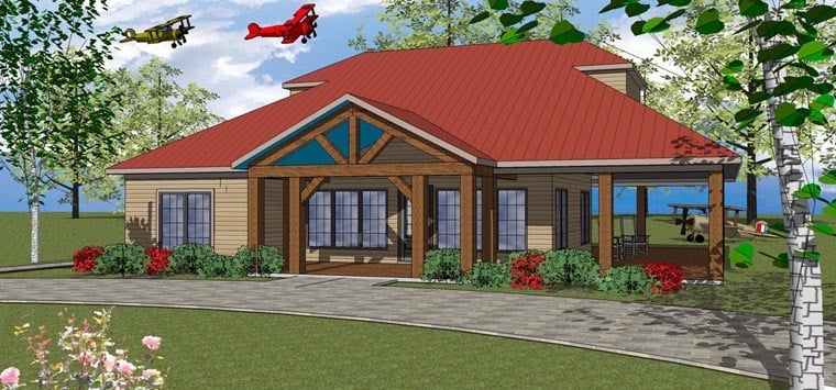 Coastal, Southern Plan with 1630 Sq. Ft., 3 Bedrooms, 3 Bathrooms Elevation