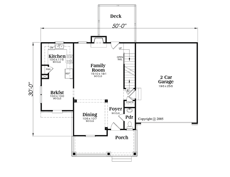 House Plan 72650 with 3 Bed, 3 Bath, 2 Car Garage Level One