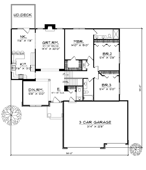 House Plan 73097 Level One