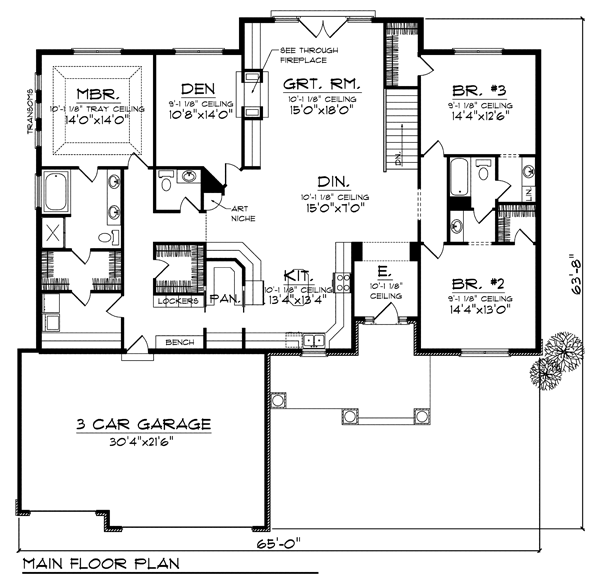 Plan 73178 | Traditional Style with 3 Bed, 3 Bath, 3 Car Garage