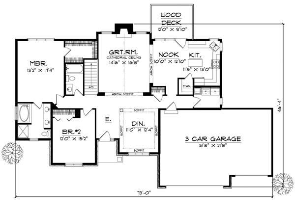 House Plan 73246 Level One