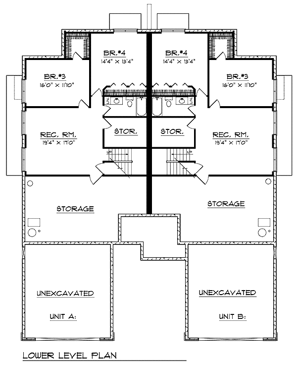 Multi-Family Plan 73474 Lower Level