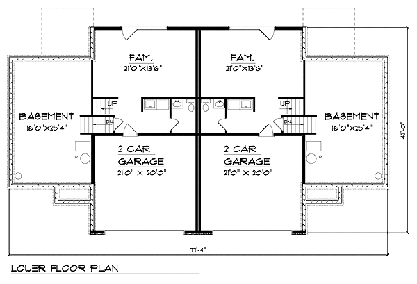 Multi-Family Plan 73475 Lower Level