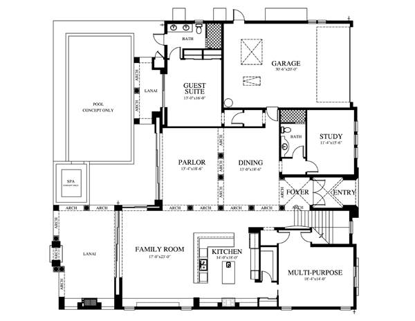 House Plan 73606 Level One