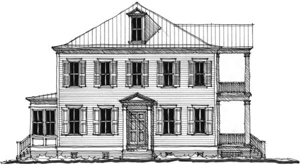 Historic, Southern Plan with 3468 Sq. Ft., 3 Bedrooms, 4 Bathrooms Elevation