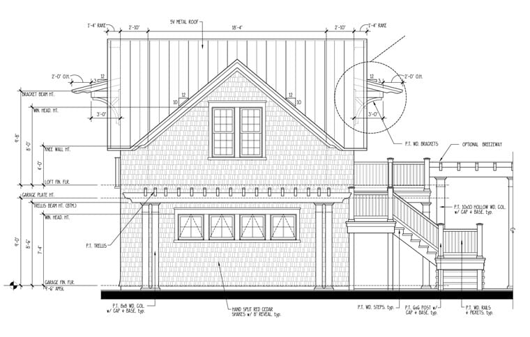 Garage Plan 73812 - 2 Car Garage Rear Elevation