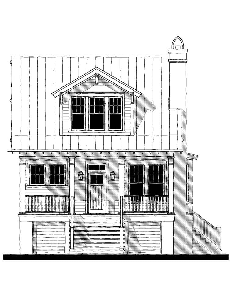 Coastal, Cottage, Country, Southern Plan with 1801 Sq. Ft., 3 Bedrooms, 3 Bathrooms Picture 2