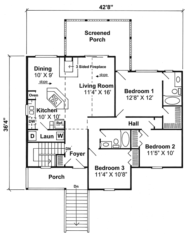 House Plan 74006 Level One