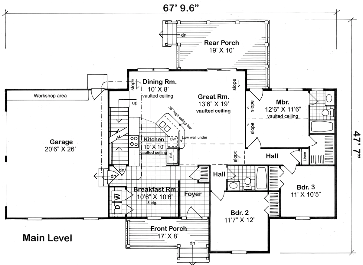 House Plan 74007 Level One