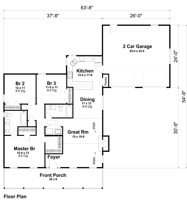 House Plan 74008 Level One