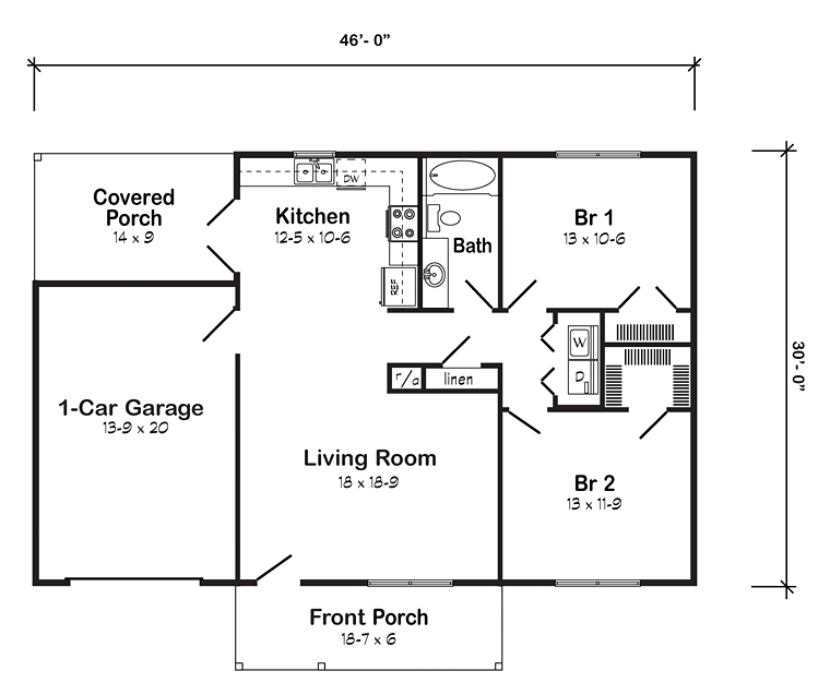 House Plan 74017 Level One