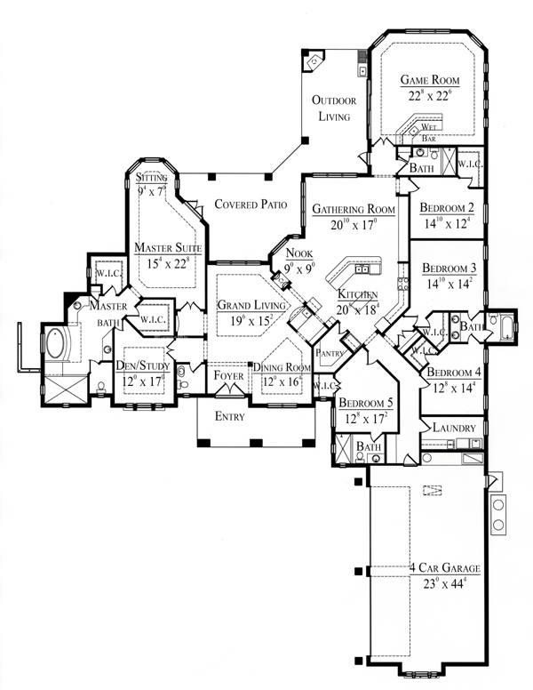 House Plan 74238 Level One
