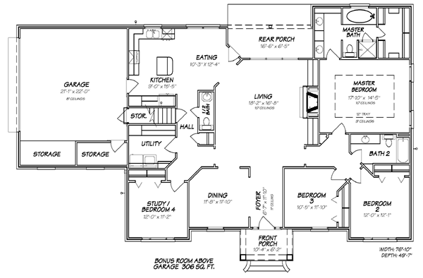 House Plan 74620 Level One