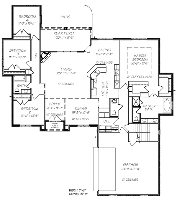 Plan 74622 | European Style with 4 Bed, 3 Bath, 2 Car Garage