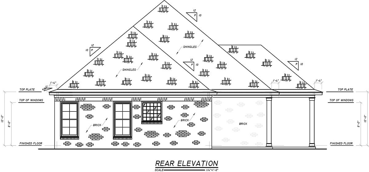 House Plan 74639 Rear Elevation