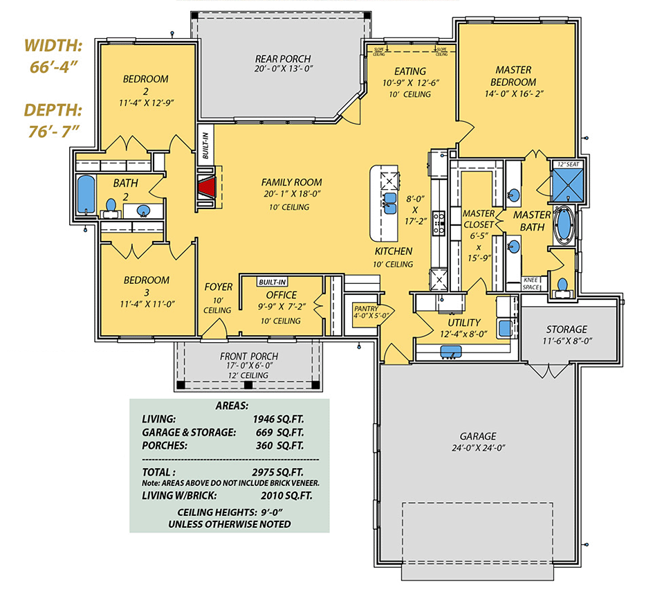 House Plan 74665 Level One