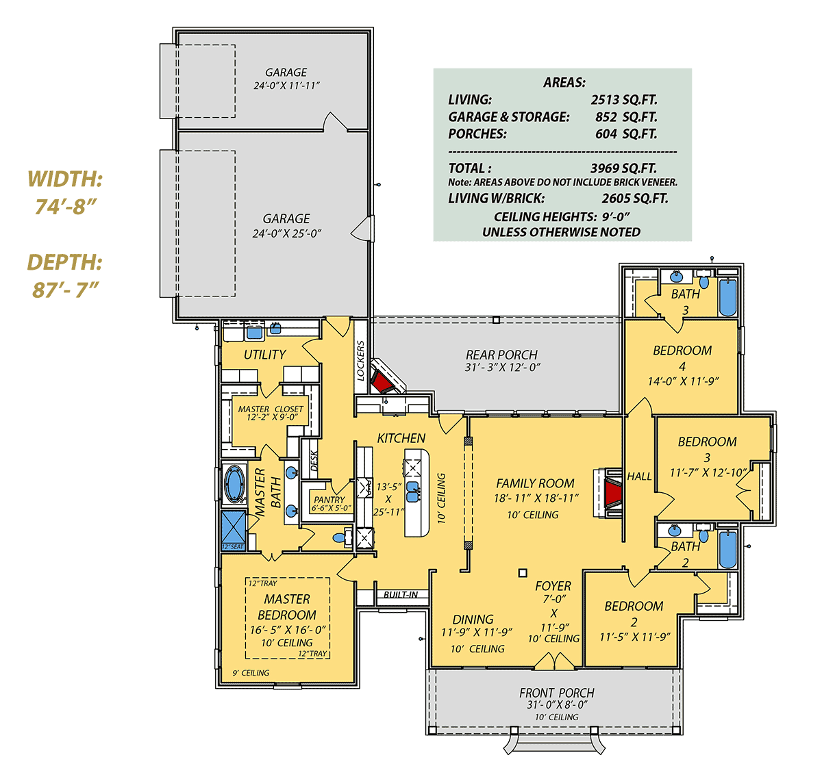 House Plan 74666 Level One