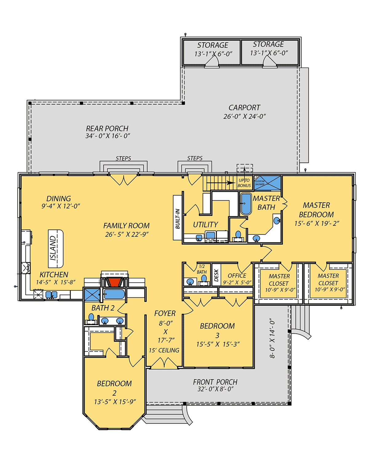 House Plan 74667 Level One