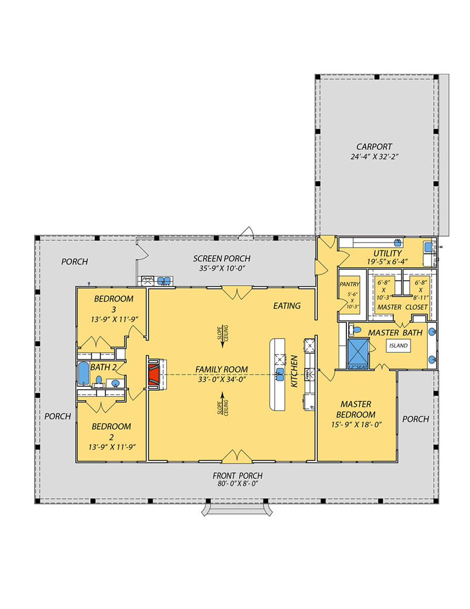 House Plan 74671 Level One