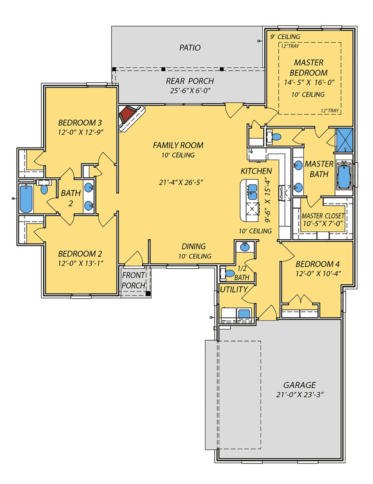House Plan 74688 Level One