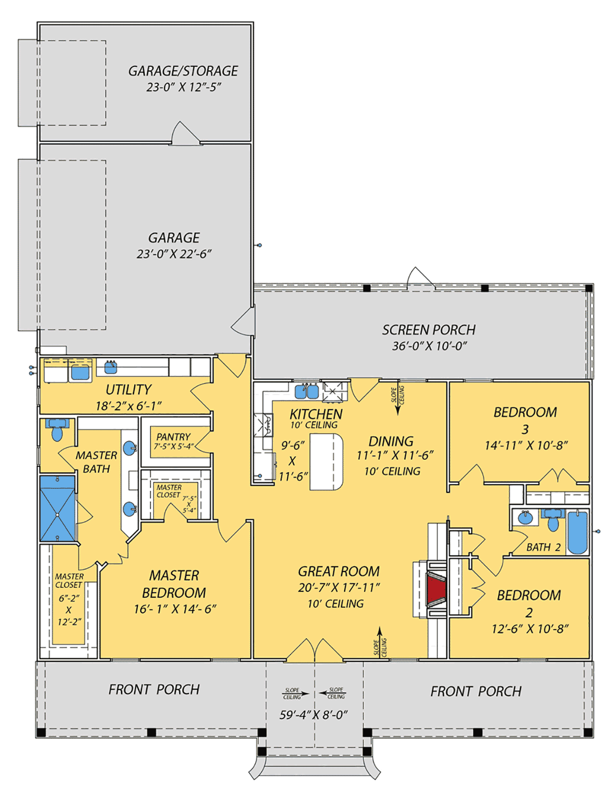 House Plan 74693 Level One