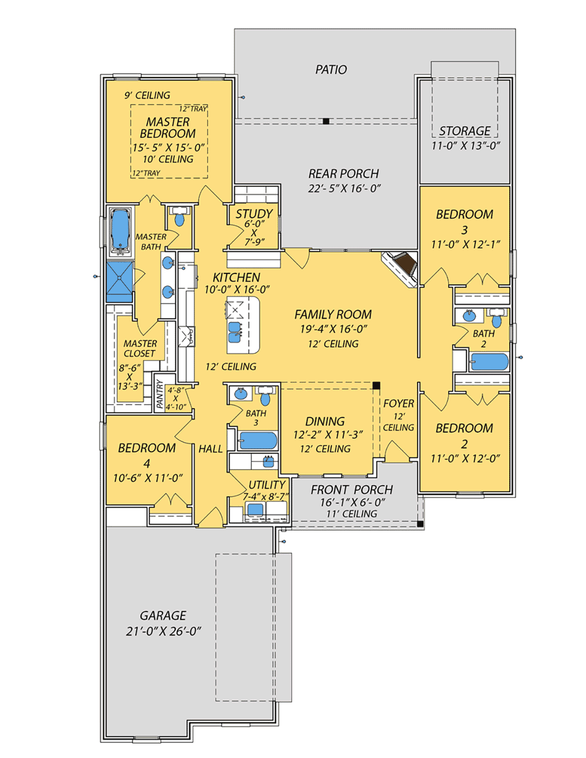 House Plan 74698 Level One