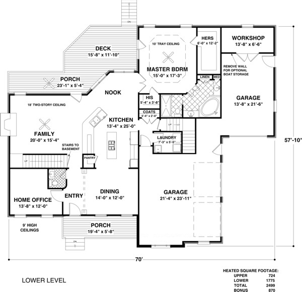 House Plan 74817 Level One