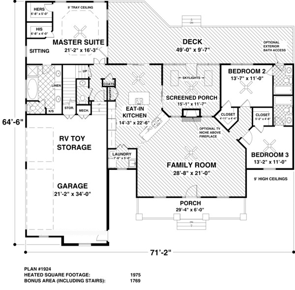House Plan 74819 Level One
