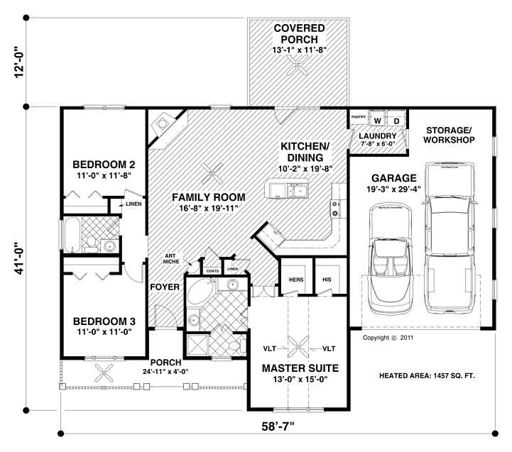 House Plan 74845 Level One