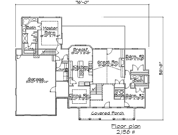 Plan 74916 | Traditional Style with 3 Bed, 3 Bath, 3 Car Garage