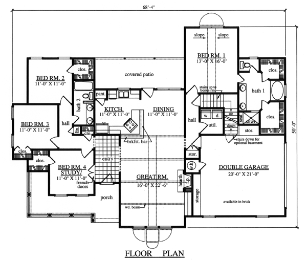 Plan 75007 | Country Style with 4 Bed, 4 Bath, 2 Car Garage