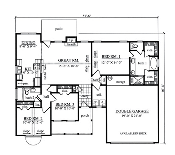 Plan 75040 | Country Style with 3 Bed, 2 Bath, 2 Car Garage