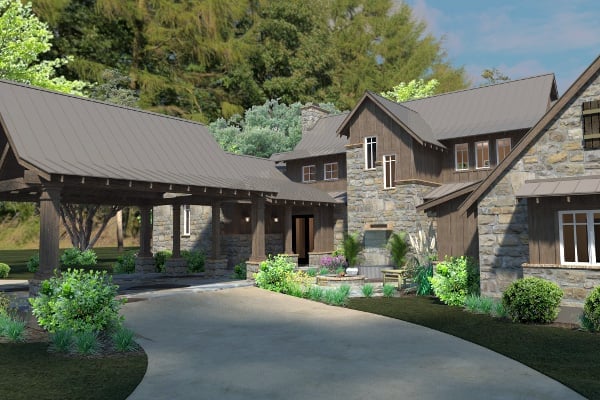 Country, Craftsman, Farmhouse, Tudor Plan with 4164 Sq. Ft., 4 Bedrooms, 4 Bathrooms, 4 Car Garage Picture 4