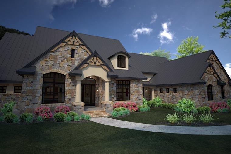 Country, Craftsman, European, Tuscan Plan with 3880 Sq. Ft., 3 Bedrooms, 3 Bathrooms, 3 Car Garage Picture 4