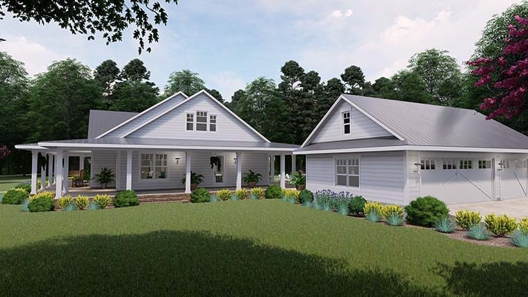 Country, Farmhouse, Southern Plan with 2748 Sq. Ft., 3 Bedrooms, 2 Bathrooms, 3 Car Garage Picture 3