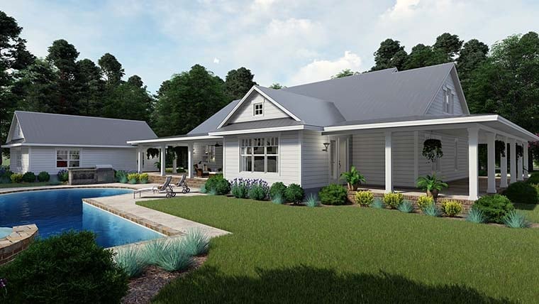 Country, Farmhouse, Southern Plan with 2748 Sq. Ft., 3 Bedrooms, 2 Bathrooms, 3 Car Garage Picture 5