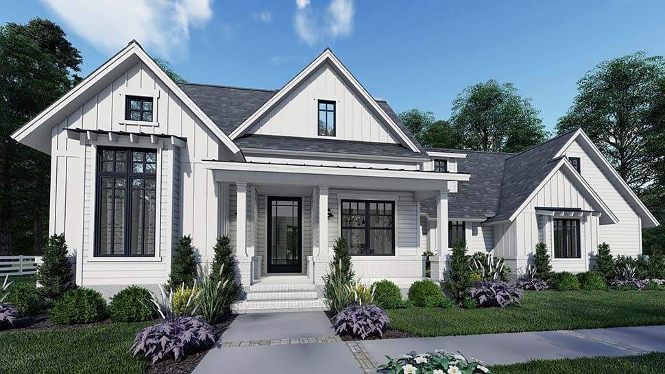 Country, Craftsman, Farmhouse, Southern Plan with 1486 Sq. Ft., 3 Bedrooms, 2 Bathrooms, 2 Car Garage Picture 3