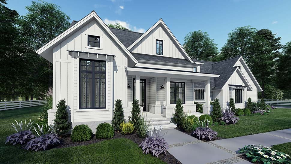 Country, Craftsman, Farmhouse, Southern Plan with 1486 Sq. Ft., 3 Bedrooms, 2 Bathrooms, 2 Car Garage Picture 4