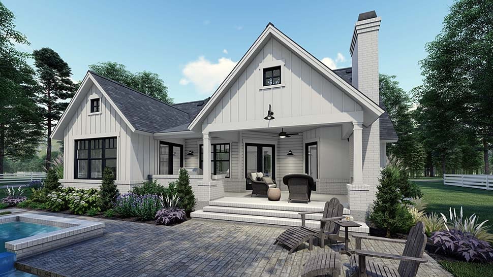 Country, Craftsman, Farmhouse, Southern Plan with 1486 Sq. Ft., 3 Bedrooms, 2 Bathrooms, 2 Car Garage Picture 5