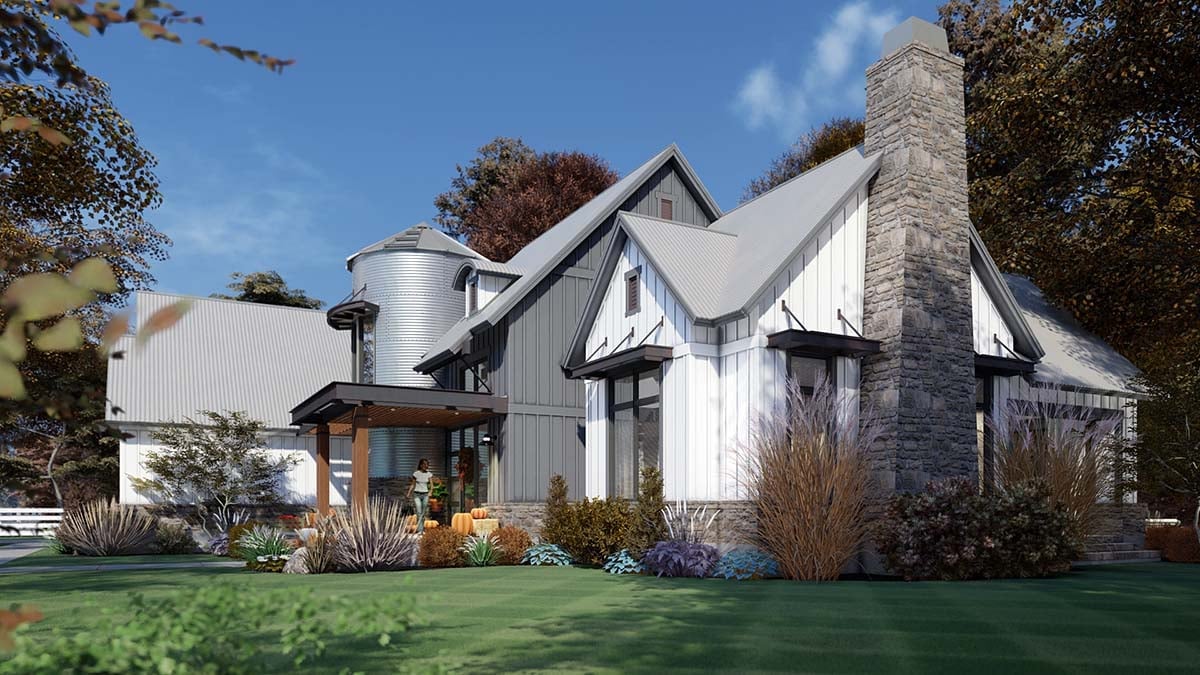 Barndominium, Country, Farmhouse Plan with 2425 Sq. Ft., 3 Bedrooms, 3 Bathrooms, 2 Car Garage Picture 2