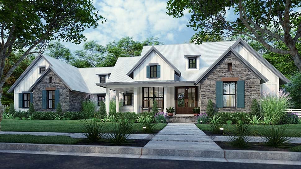 Cottage, Farmhouse, New American Style, Southern, Traditional Plan with 1988 Sq. Ft., 3 Bedrooms, 3 Bathrooms, 2 Car Garage Picture 8