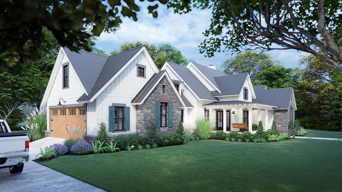 Cottage, Country, Farmhouse, New American Style, Southern Plan with 1742 Sq. Ft., 3 Bedrooms, 3 Bathrooms, 2 Car Garage Picture 3