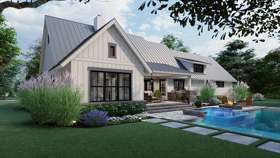 Cottage, Country, Farmhouse, New American Style, Southern Plan with 1742 Sq. Ft., 3 Bedrooms, 3 Bathrooms, 2 Car Garage Picture 5