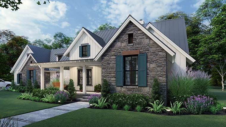 Cottage, Country, Farmhouse, New American Style, Southern Plan with 1742 Sq. Ft., 3 Bedrooms, 3 Bathrooms, 2 Car Garage Picture 6