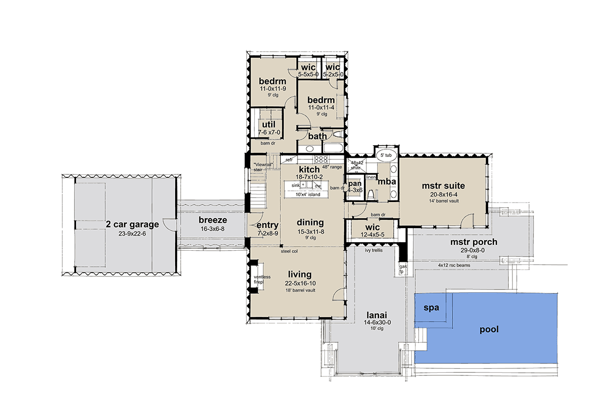 House Plan 75175 Level One