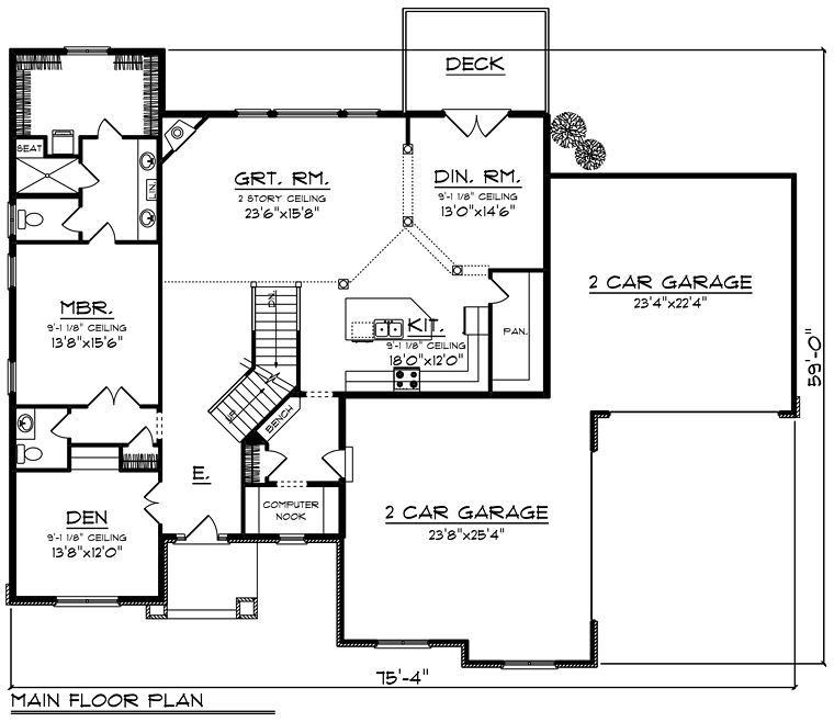 House Plan 75409 Level One