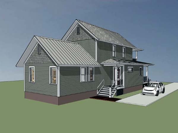 Colonial, Southern Plan with 1618 Sq. Ft., 3 Bedrooms, 3 Bathrooms Rear Elevation
