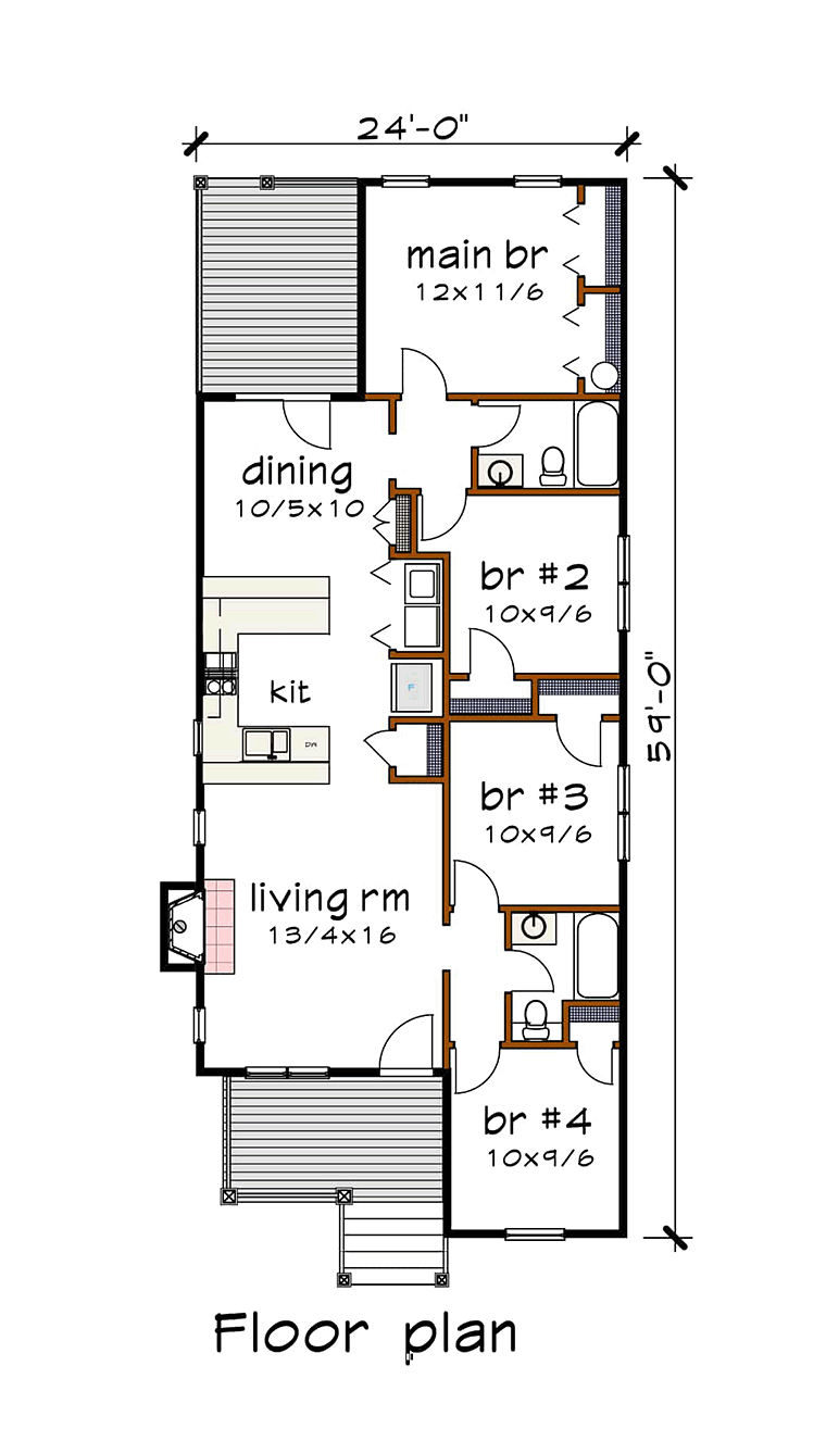 House Plan 75527 Level One